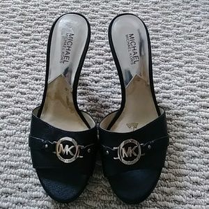 Michael kors black small mules heels sz 7.5